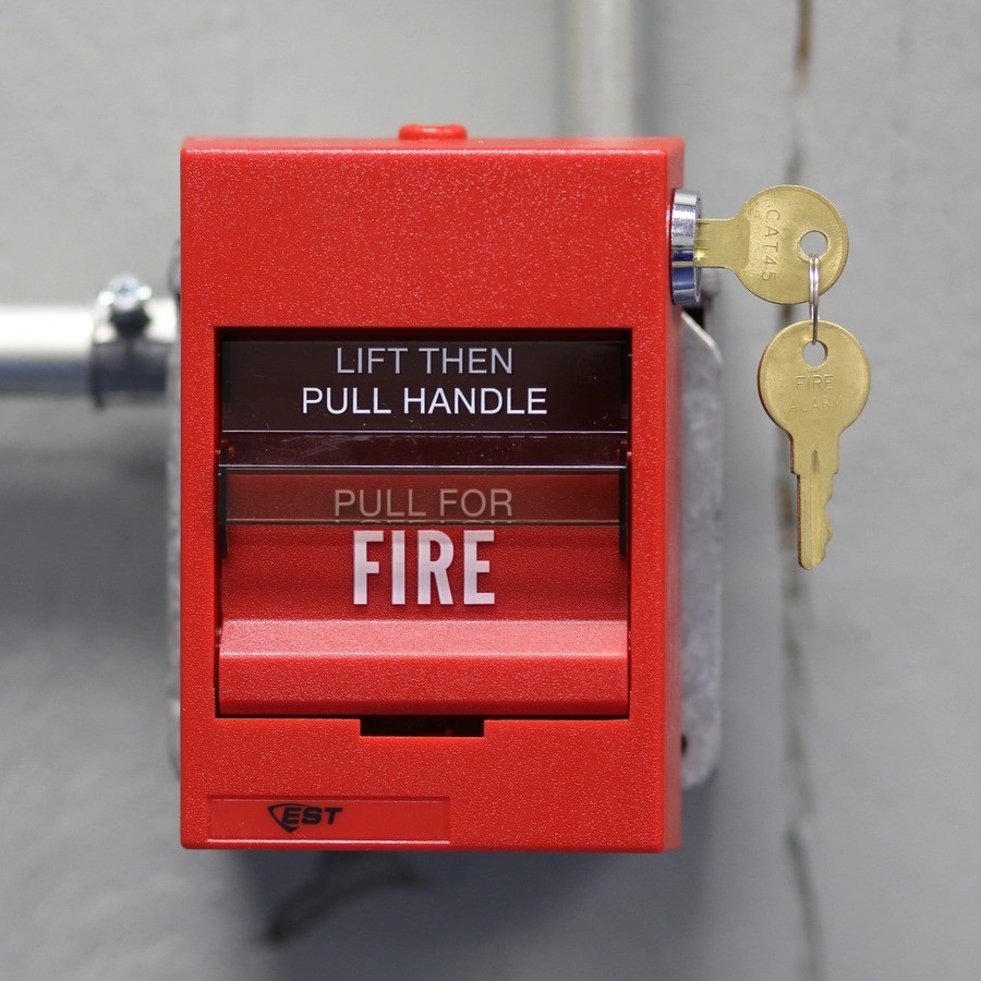 A close-up of a fire alarm.